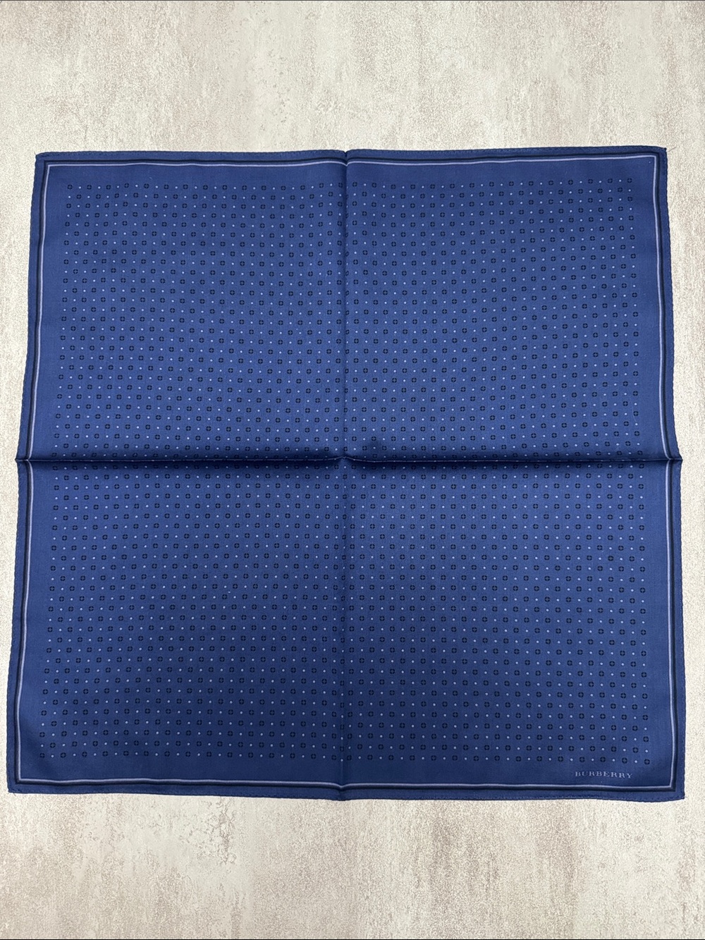Burberry Deep Blue cotton Pocket Square with Micro Dot Pattern